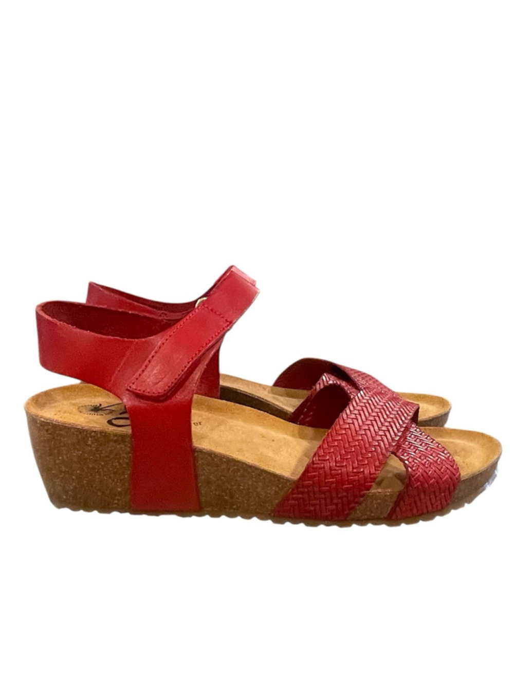 OTBT Womens Size 9M Harriett Woven Criss Cross Cork Wedge Sandal Leather Red - Picture 3 of 14